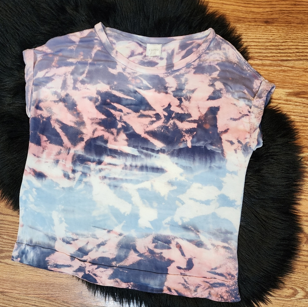 CUPIO Women's Tie-Dye Top - Pink and Blue